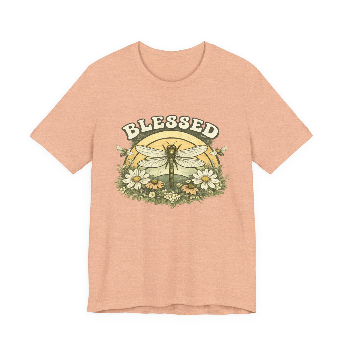 Blessed Dragonfly Shirt Floral Nature T Shirt Boho Faith Tee Vintage Botanical Graphic