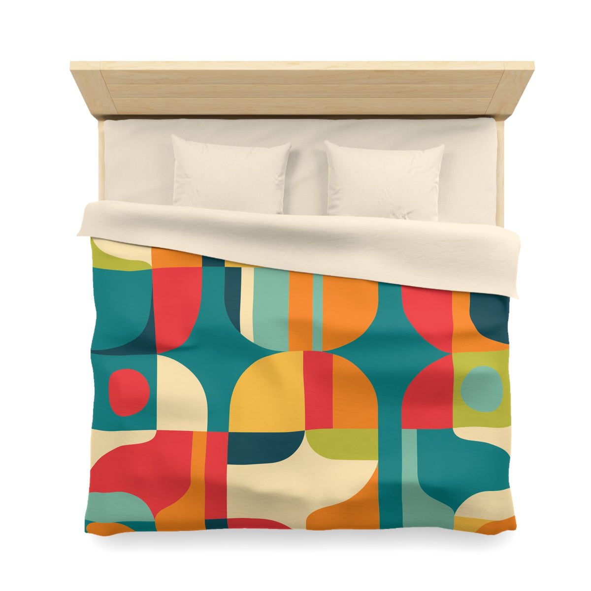 Mid Century Modern Geometric Duvet Cover  Retro Abstract Microfiber Bedding