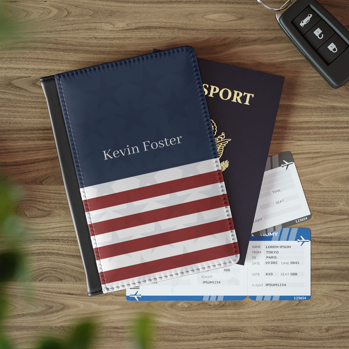 Personalized American Flag Passport Cover with Name – RFID Blocking Travel Passport Holder