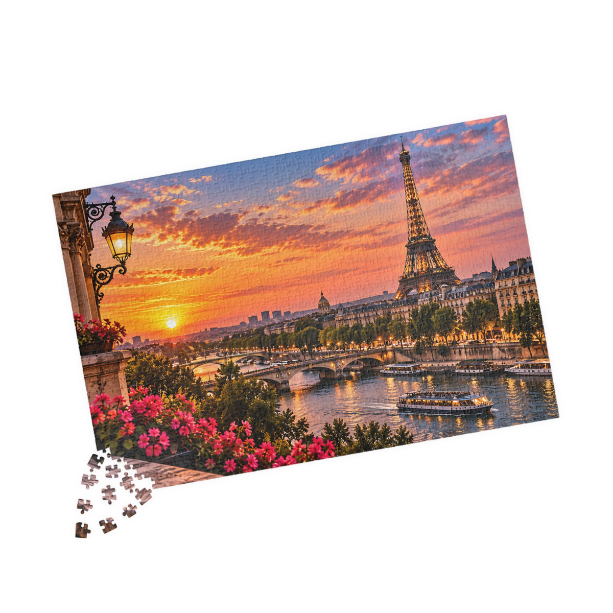 Paris France Puzzle – Eiffel Tower Sunset Jigsaw Puzzle 110/252/520/1014-Piece