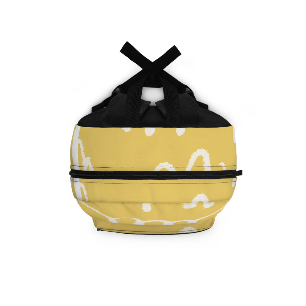 Yellow Abstract Backpack – Minimal Cream Doodle Graphic Backpack