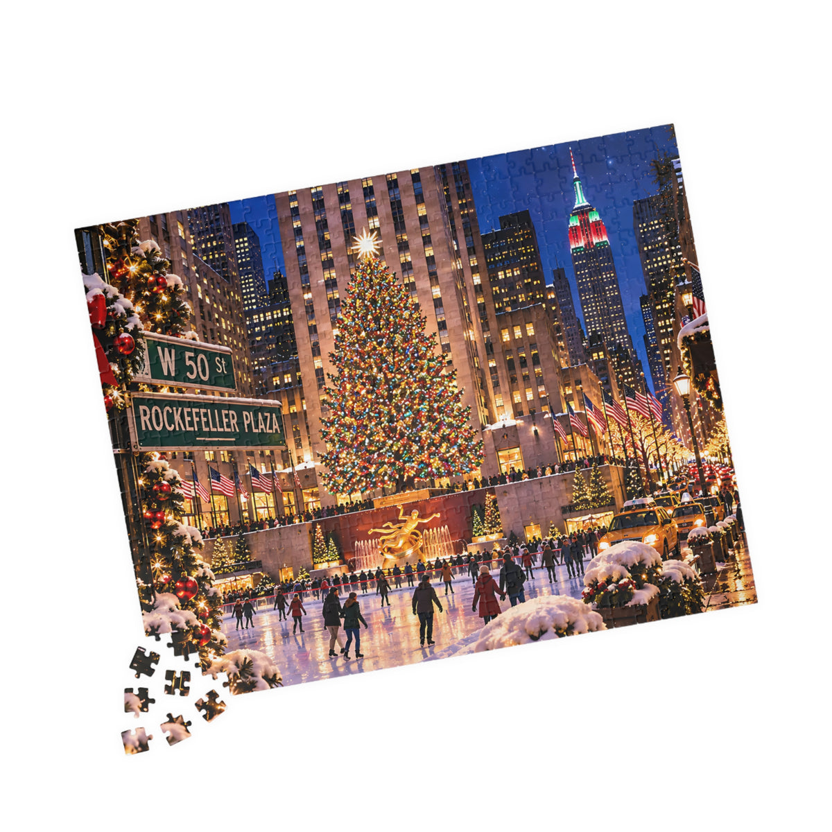 New York Christmas Puzzle – Rockefeller Center Jigsaw Puzzle (110, 252, 520, 1014-piece)