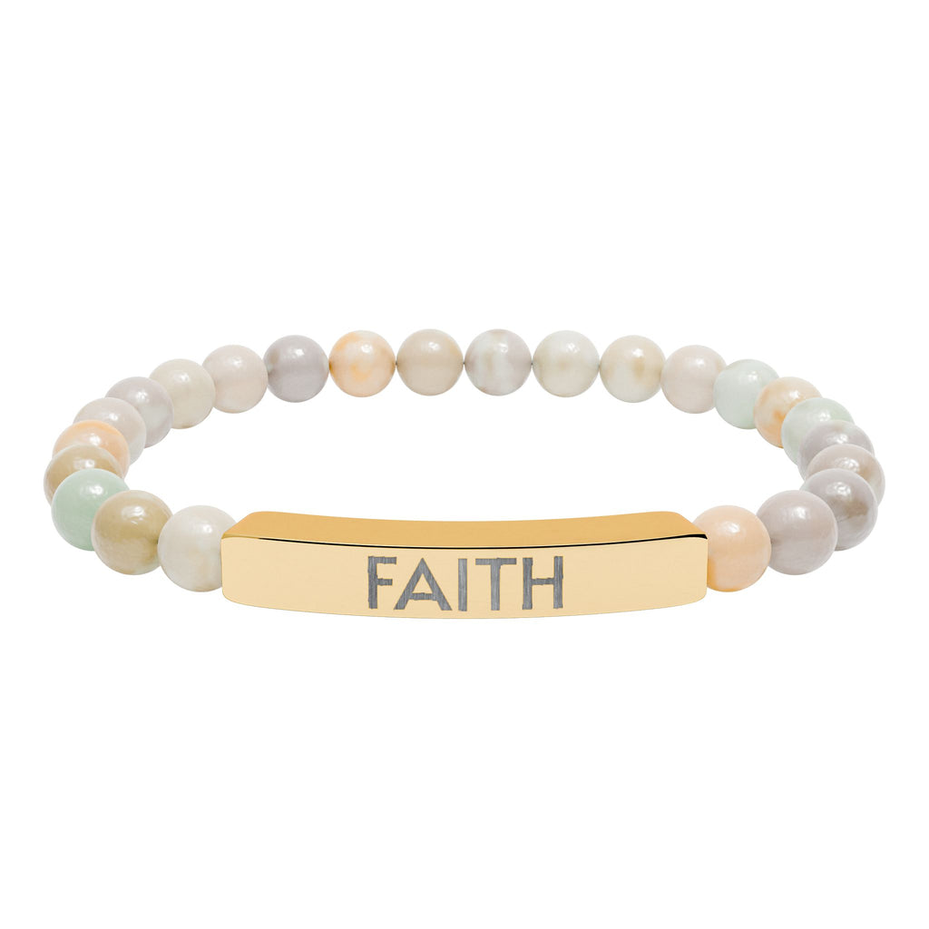 Faith Natural Stone Bracelet – Engraved Inspirational Jewelry