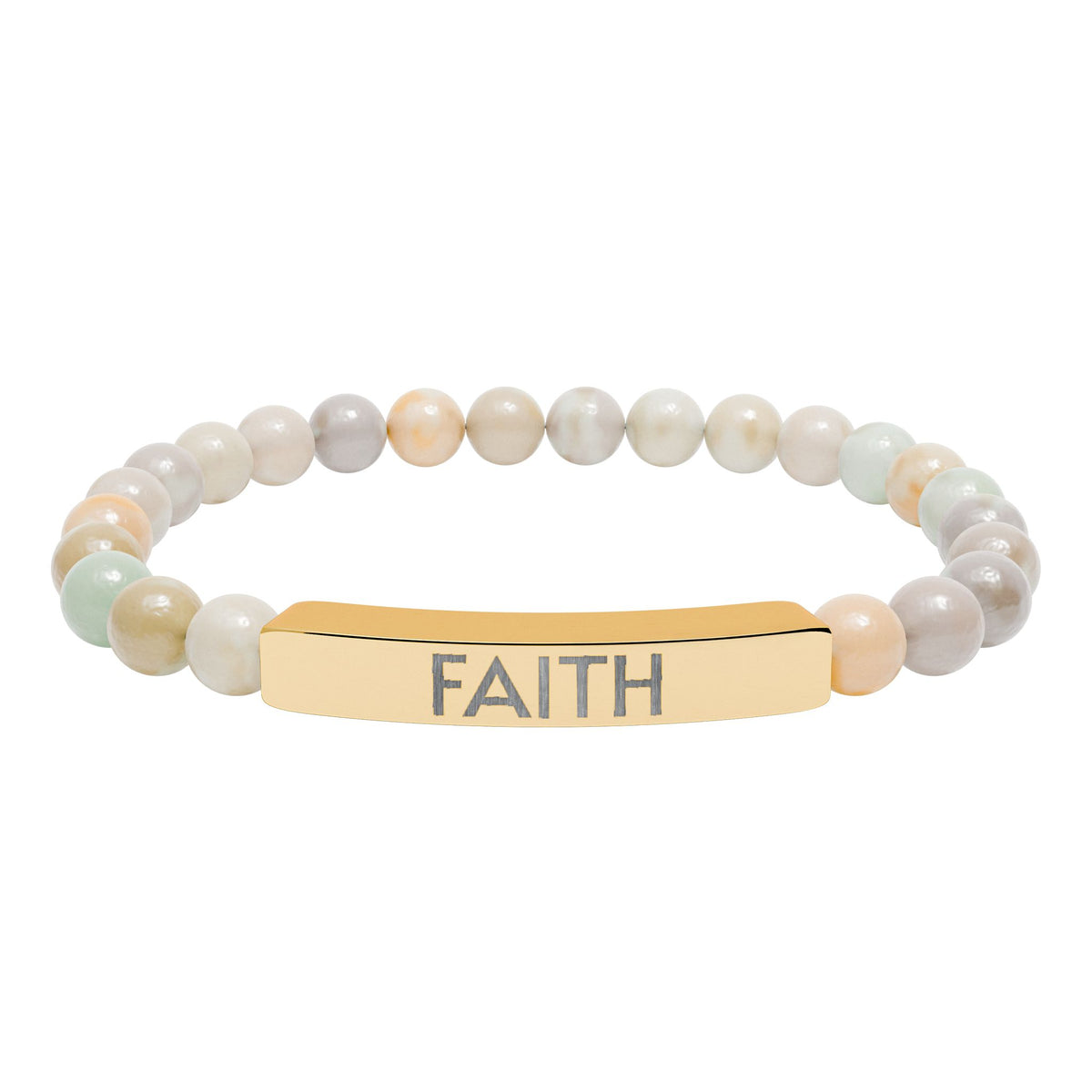 Faith Natural Stone Bracelet – Engraved Inspirational Jewelry