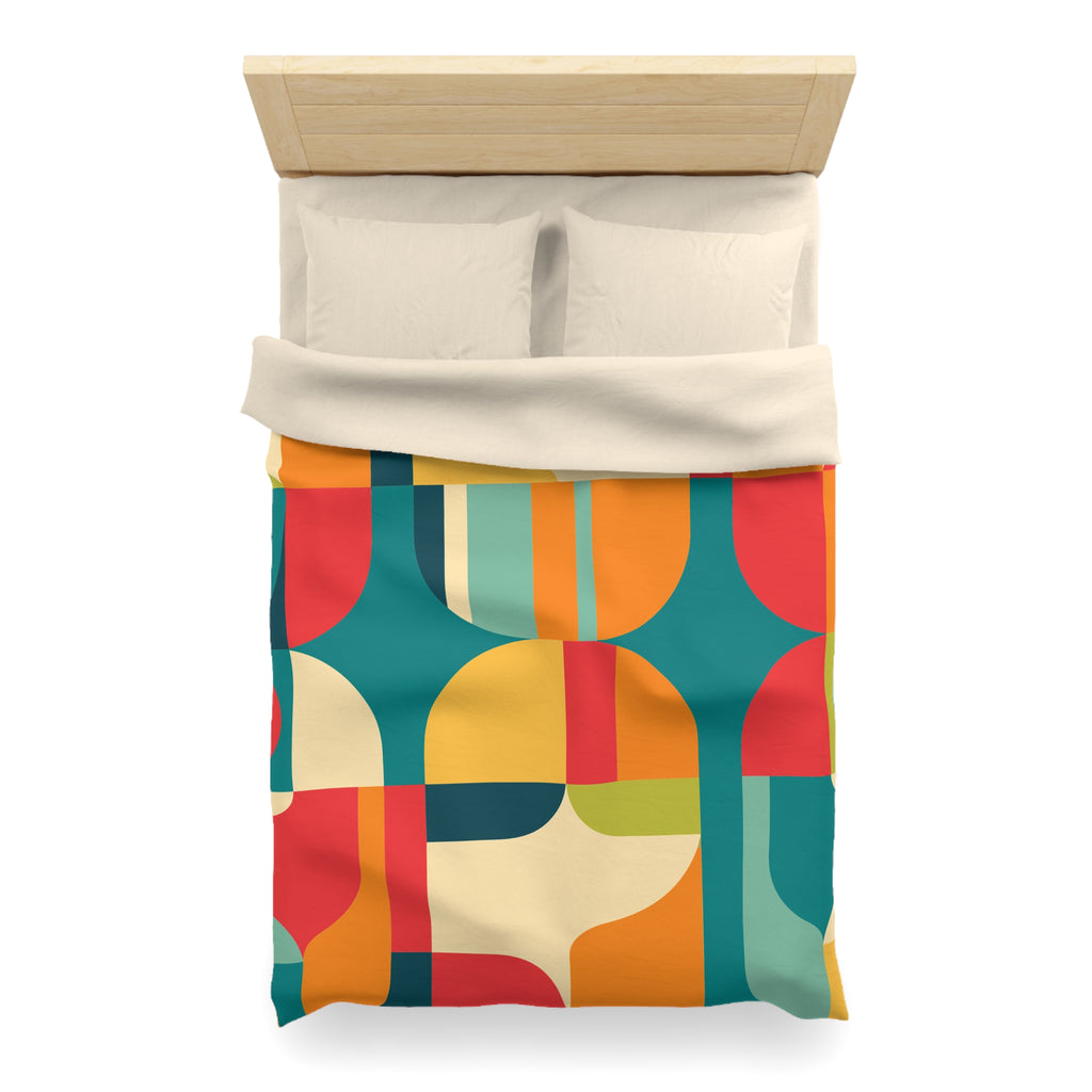 Mid Century Modern Geometric Duvet Cover  Retro Abstract Microfiber Bedding