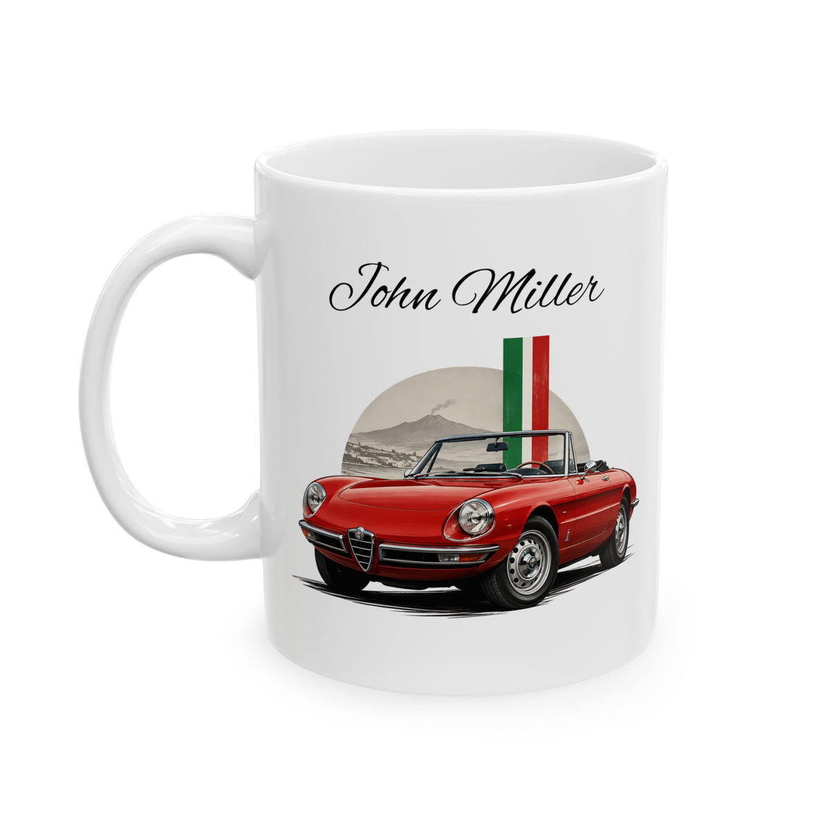 Personalized Name Classic Red Sports Car Mug – Vintage Italian Car Gift