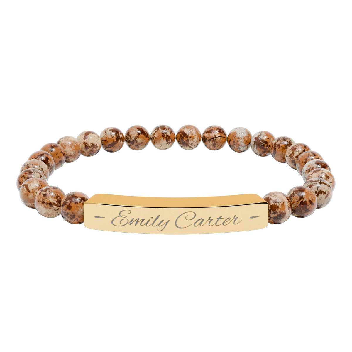 Personalized Natural Stone Bracelet – Custom Name Engraving