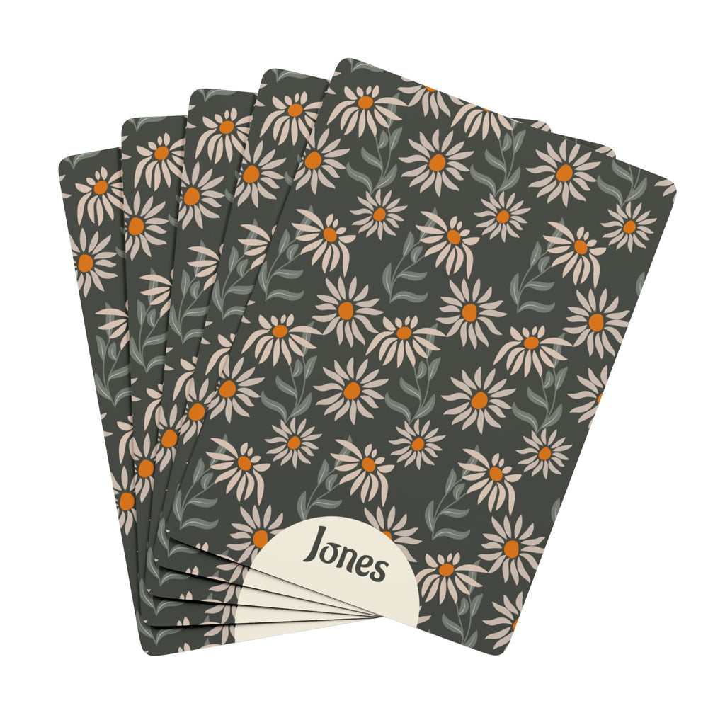 Personalized Family Name Poker Playing Cards – Daisy Floral Design