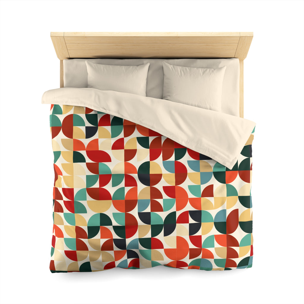 Retro Geometric Petal Pattern Duvet Cover | Mid Century Modern Bedding