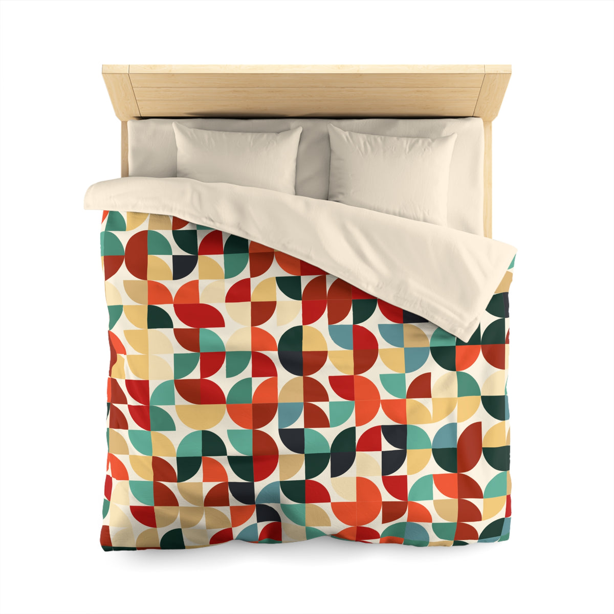 Retro Geometric Petal Pattern Duvet Cover | Mid Century Modern Bedding