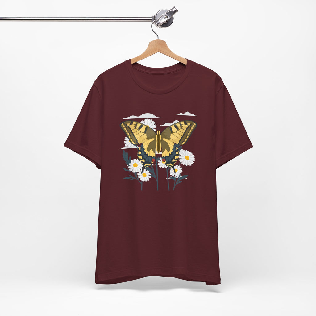 Butterfly Floral Nature Shirt  Yellow Butterfly T Shirt, Wildflower Graphic Tee, Nature Lover Gift