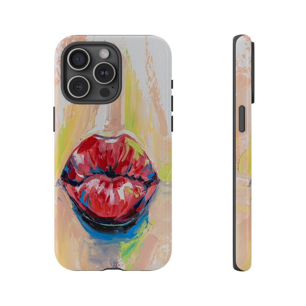 Red Lips Art Phone Case – Abstract Painted Tough Case