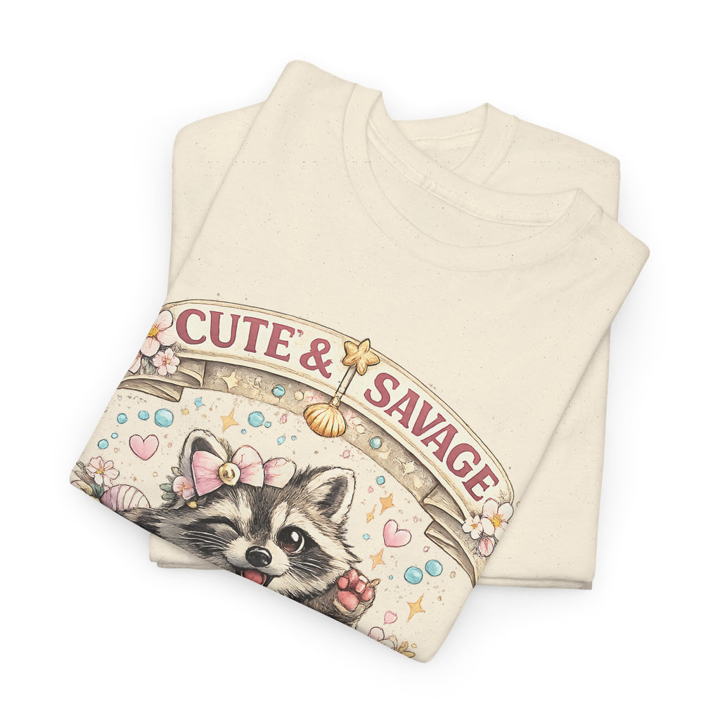 “Cute & Savage” T-Shirt – Funny Raccoon Hot Mess Express Graphic Tee