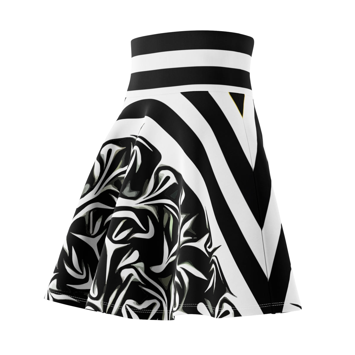 Black & White Abstract Skater Skirt – Modern Graphic Design