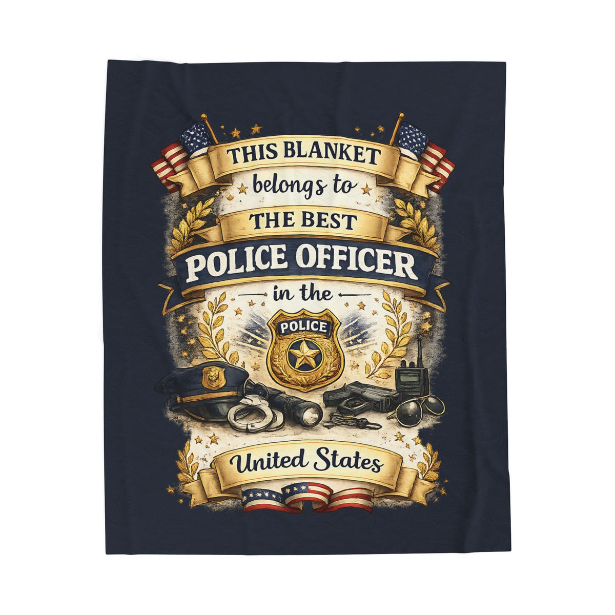 Best Police Officer Blanket  Gift for Police Officer  Patriotic Law Enforcement Throw  USA Officer Appreciation Gift