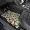 Retro Geometric Car Floor Mats – Colorful 4-Piece Set