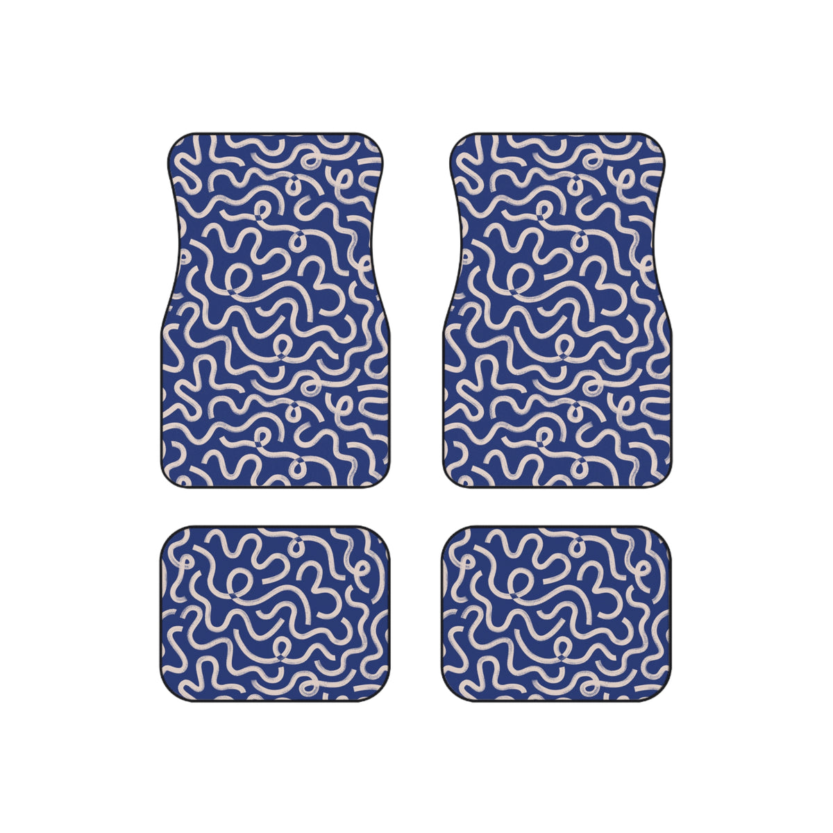 Blue Abstract Pattern Car Floor Mats – 4-Piece Set