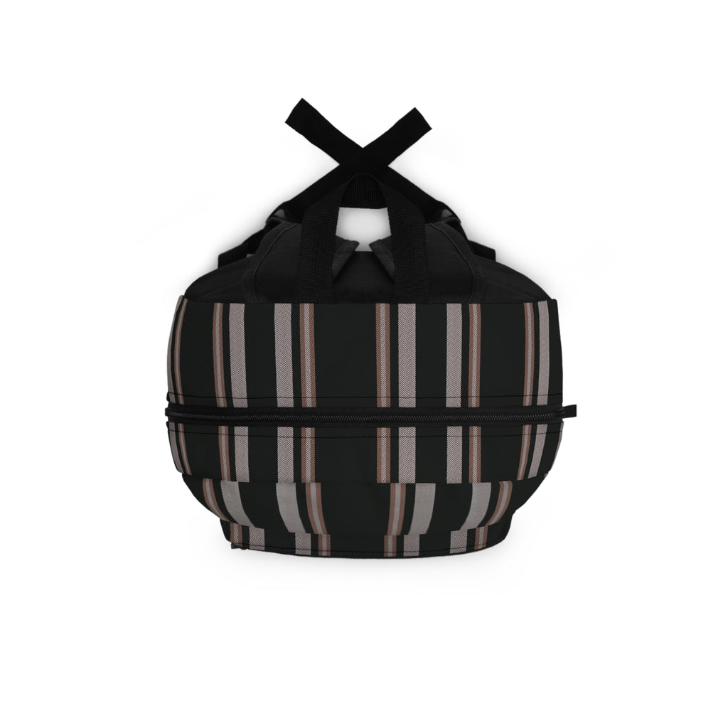 Black Striped Backpack – Modern Retro Stripe Everyday Backpack