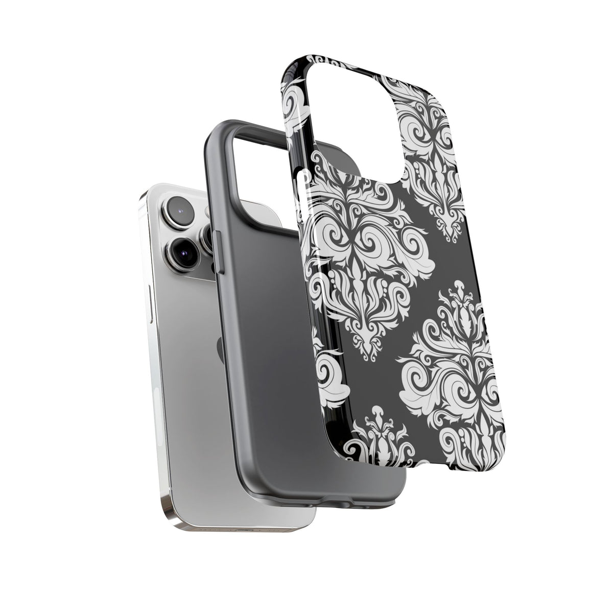 Black & White Damask Phone Case – Elegant Tough Case