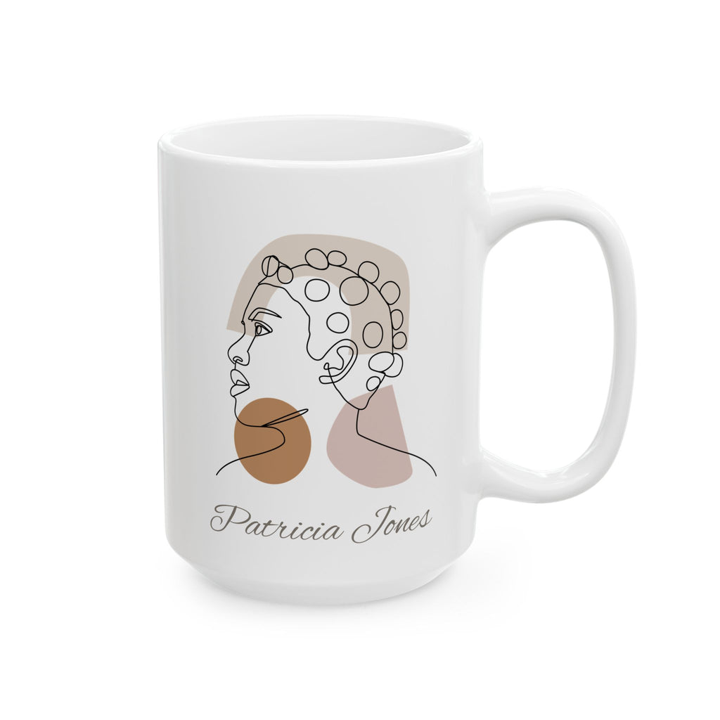 Personalized Name Line Art Mug – Minimalist Woman Coffee Mug Gift