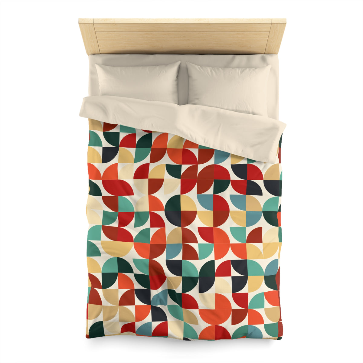 Retro Geometric Petal Pattern Duvet Cover | Mid Century Modern Bedding
