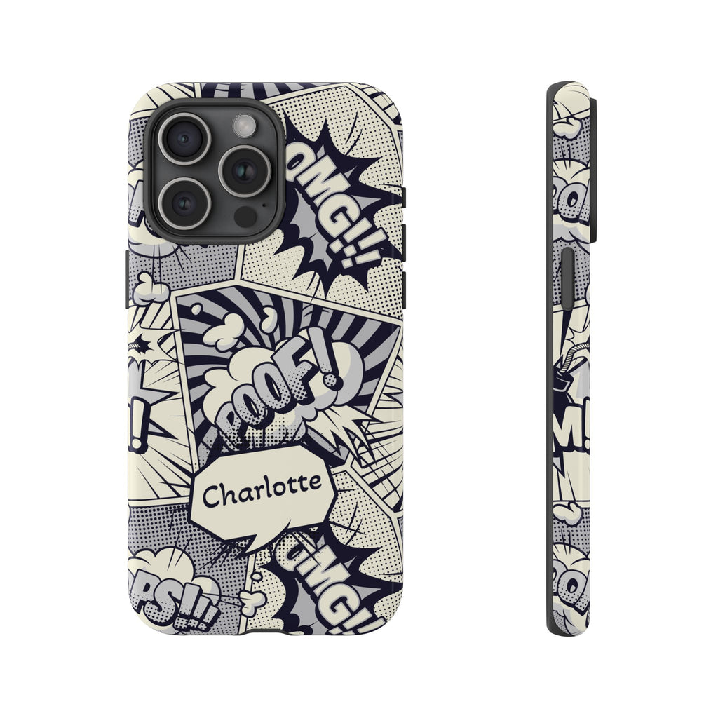 Personalized Comic Phone Case with Name – Pop Art Tough Case