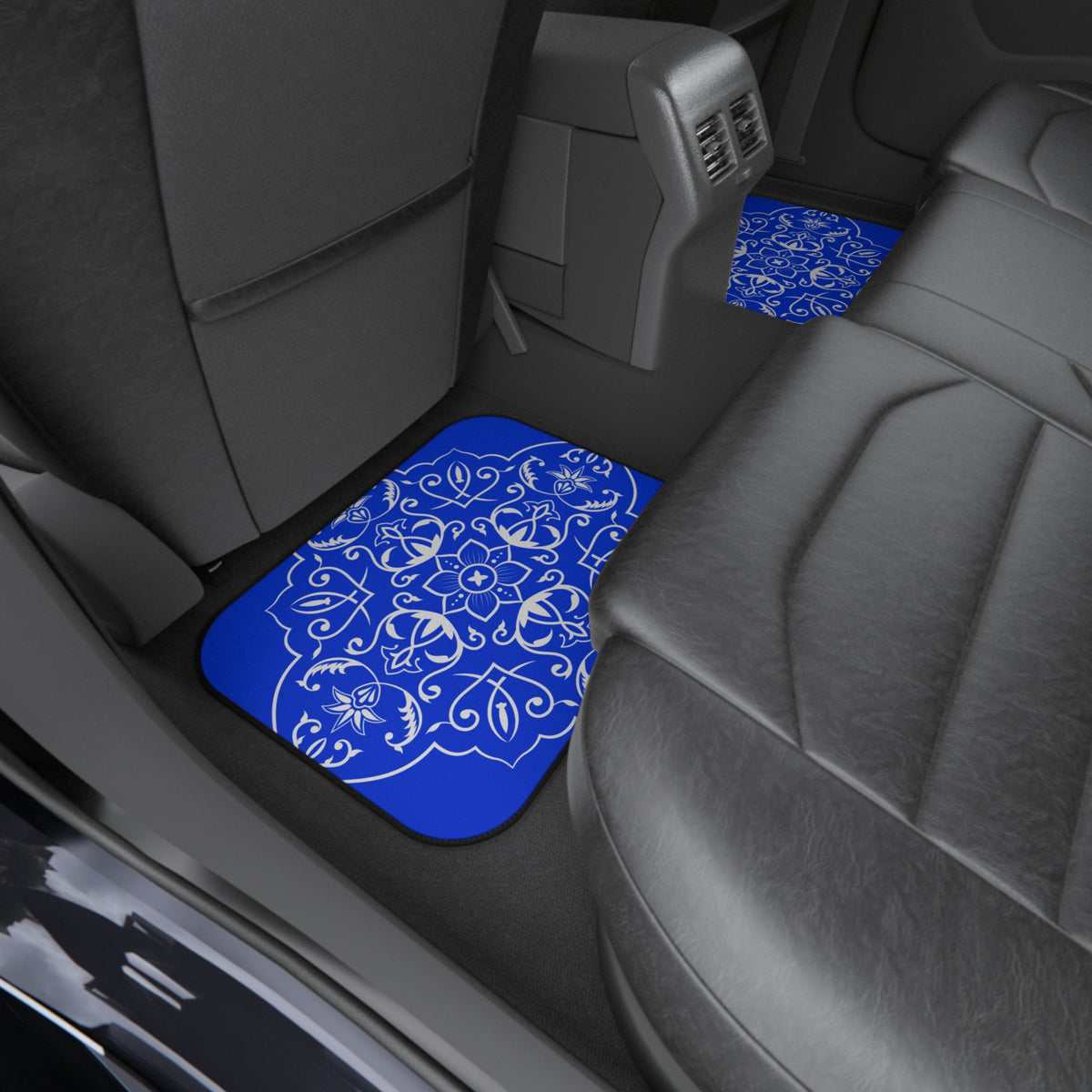 Royal Blue Ornamental Car Floor Mats – 4-Piece Set
