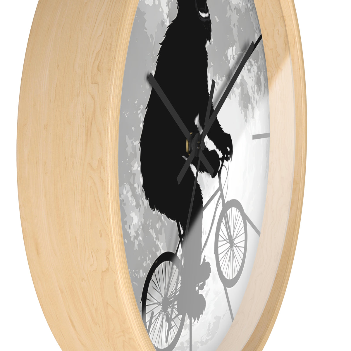 Bigfoot Riding Bike Wall Clock | Moon Silhouette, Funny Cryptid Decor