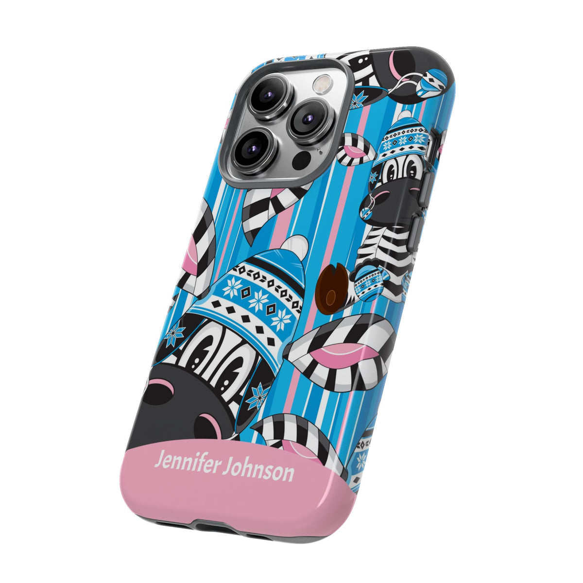 Personalized Zebra Phone Case with Name – Colorful Animal Tough Case