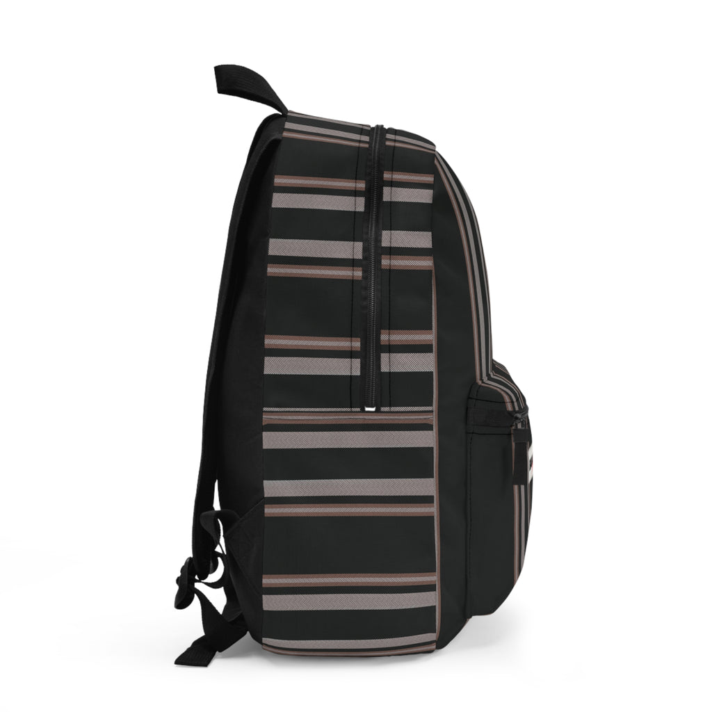 Black Striped Backpack – Modern Retro Stripe Everyday Backpack