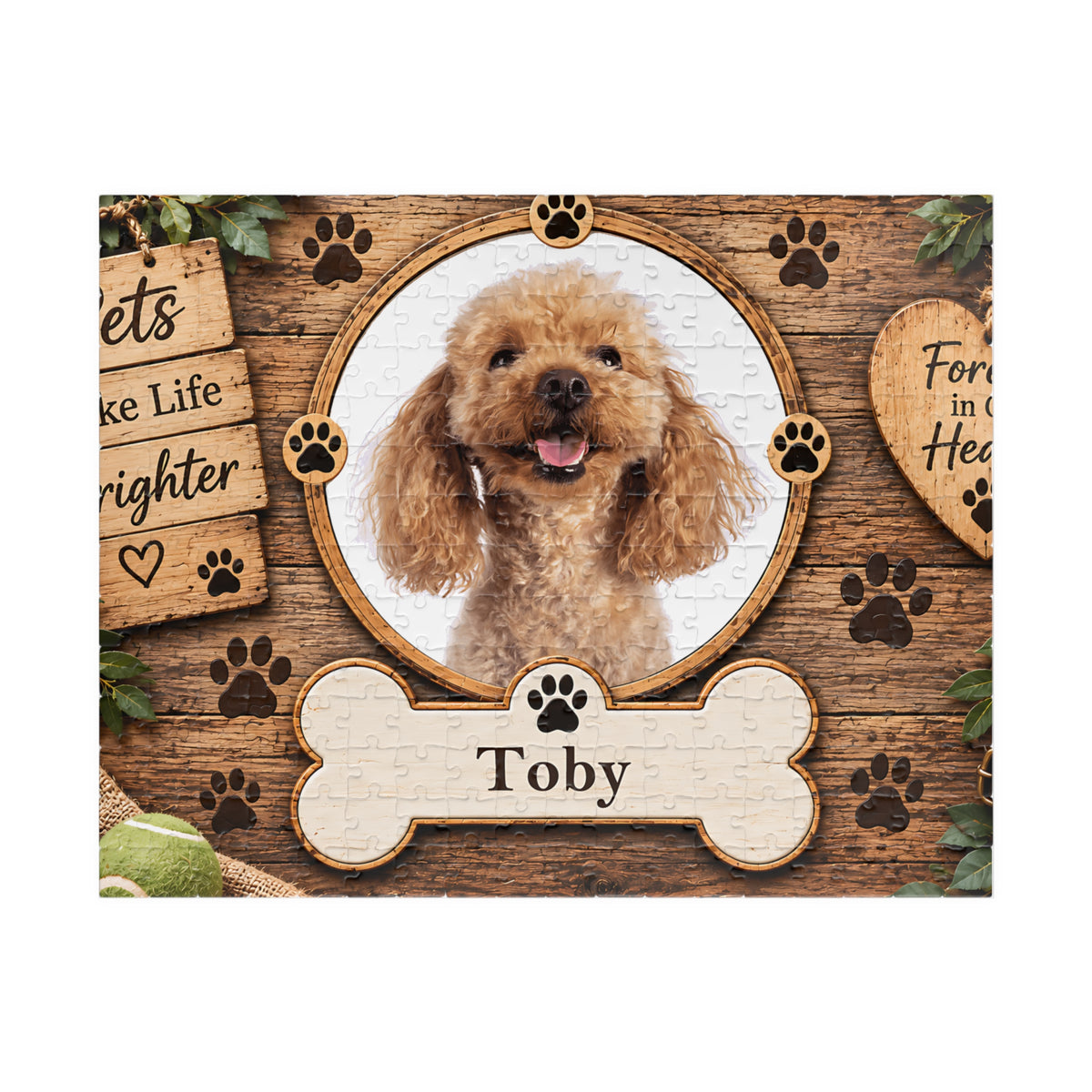 Personalized Pet Photo Puzzle – Custom Dog or Cat Picture & Name (110, 252, 520, 1014-piece)