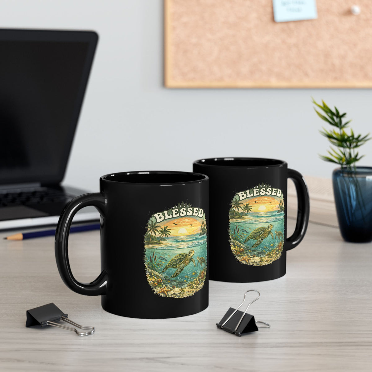 Blessed Sea Turtle Mug Ocean Coffee Cup Christian Beach Nature Gift