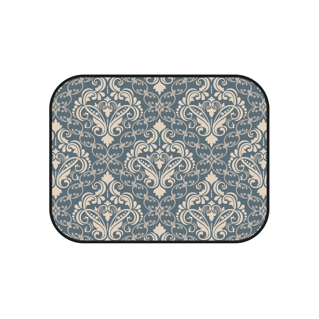 Blue Gray Damask Car Floor Mats – Elegant 4-Piece Set