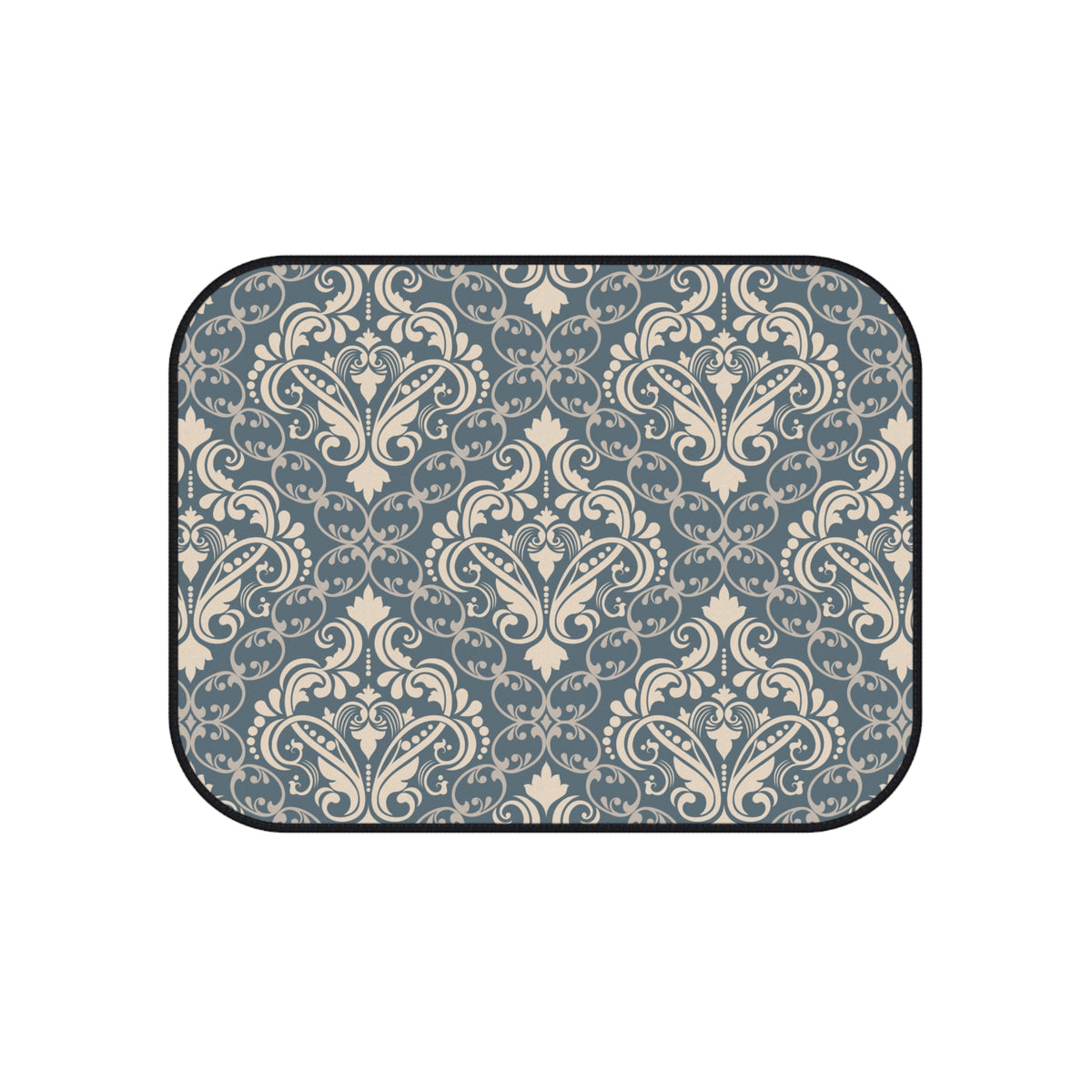 Blue Gray Damask Car Floor Mats – Elegant 4-Piece Set