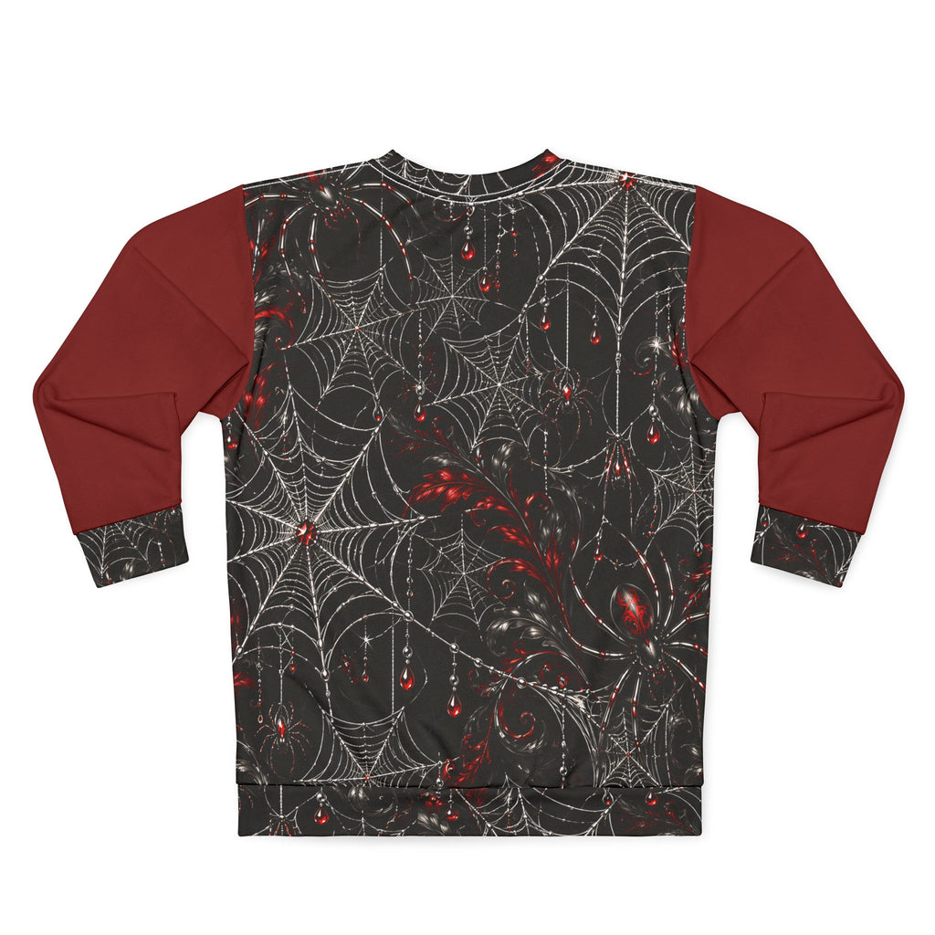 Gothic Spiderweb Unisex Sweatshirt – Black & Red Spider Print