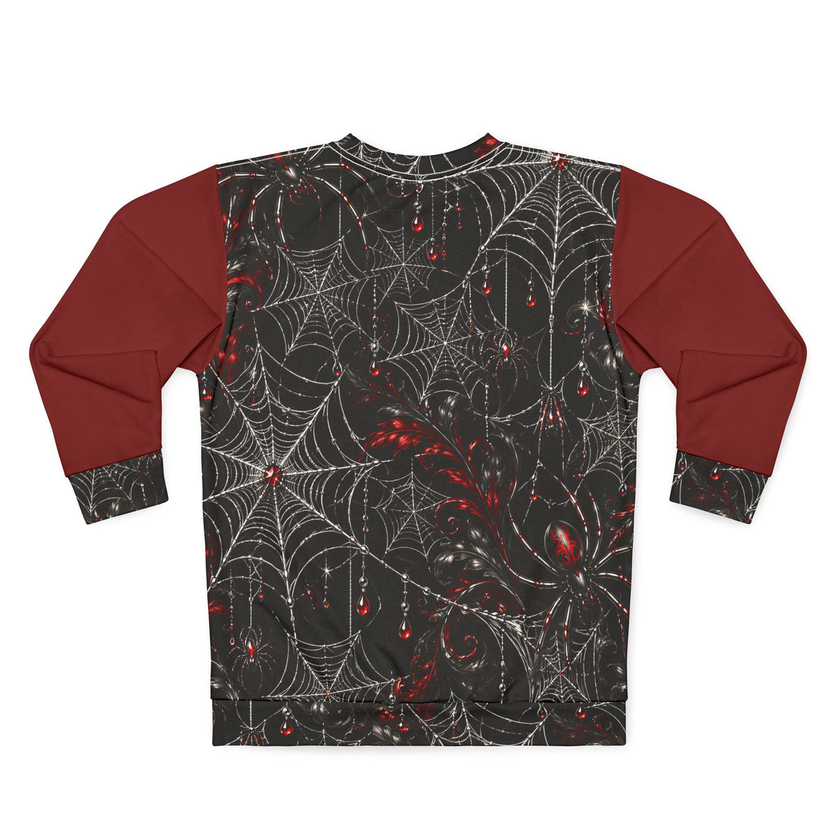 Gothic Spiderweb Unisex Sweatshirt – Black & Red Spider Print