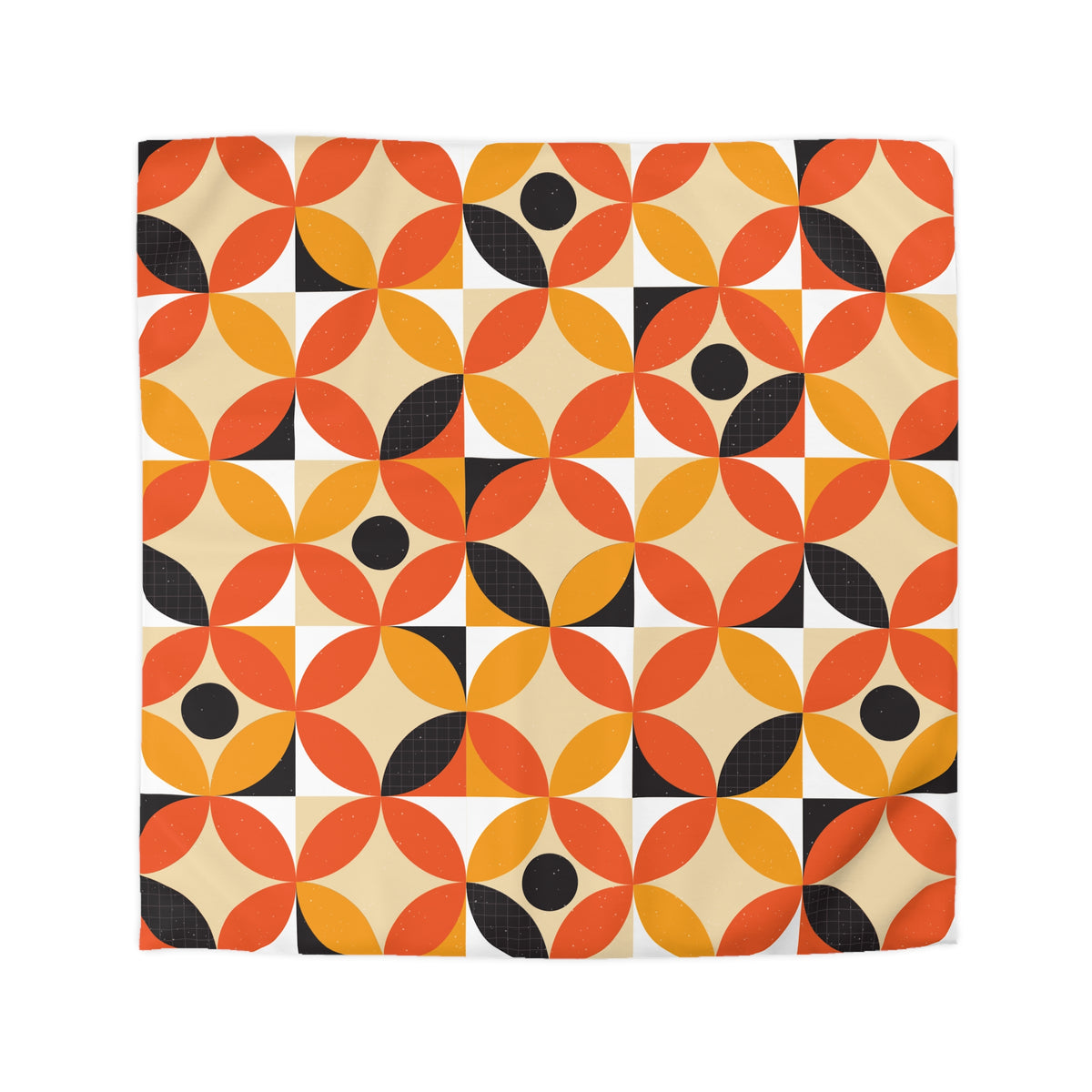 Retro Geometric Circle Pattern Duvet | Orange Mustard Mid Century Modern
