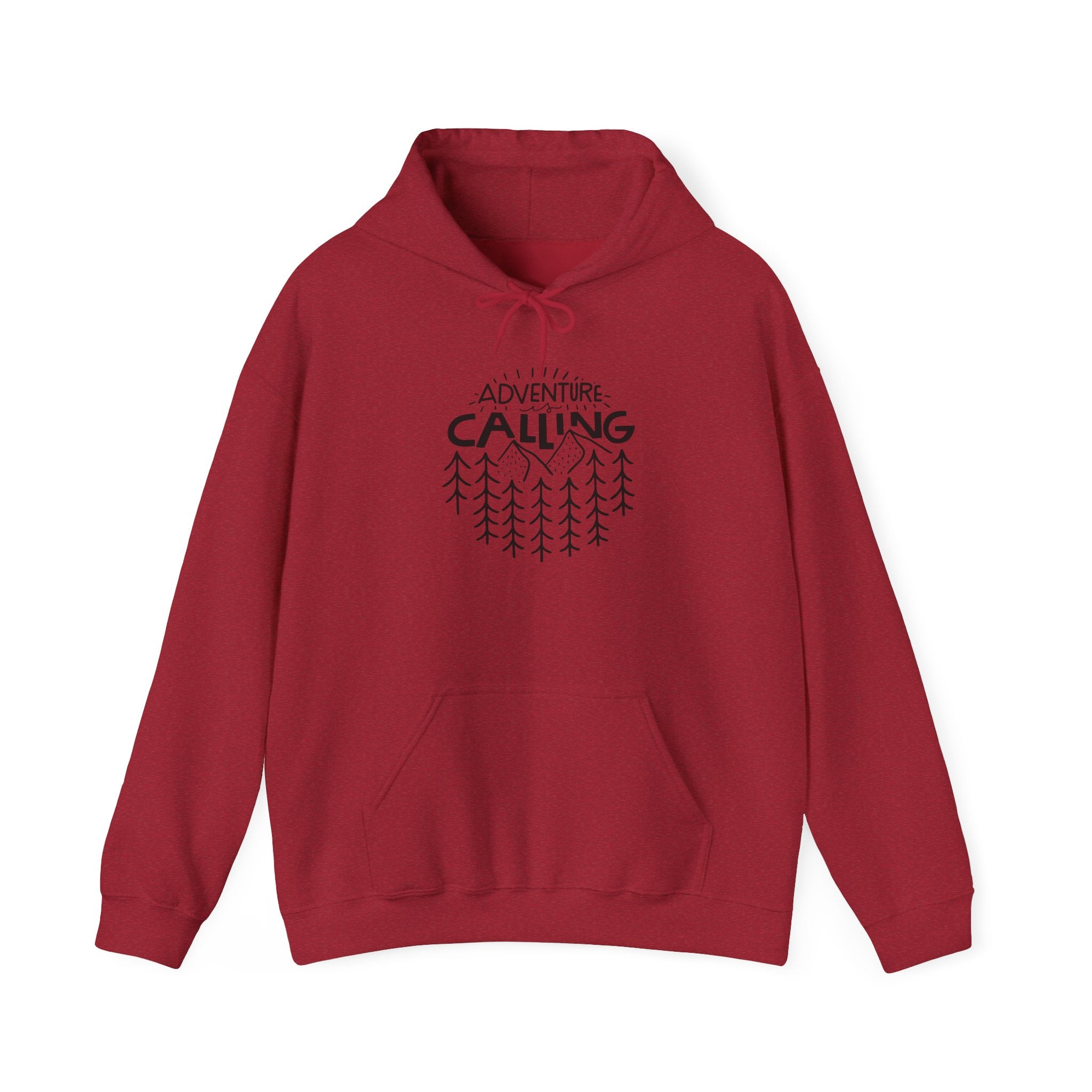 Adventure Calling Hoodie — Forest Trees Graphic Outdoor Pullover