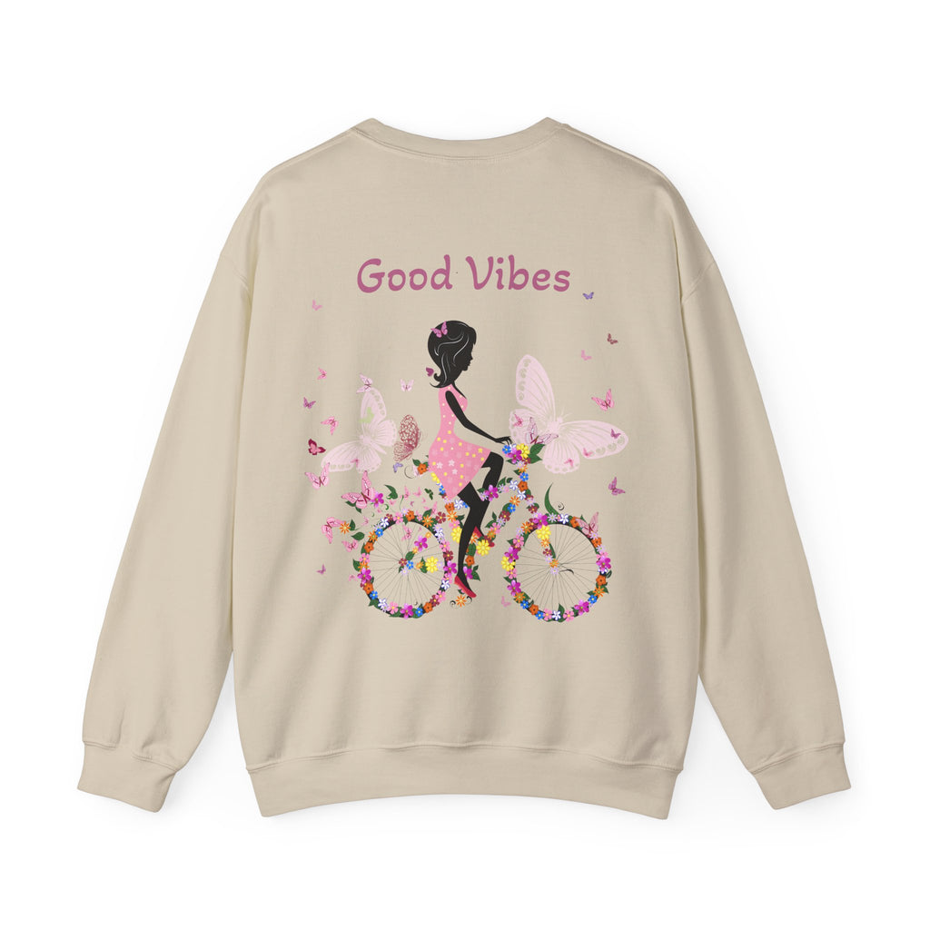 Good Vibes Sweatshirt, Floral Bicycle Crewneck