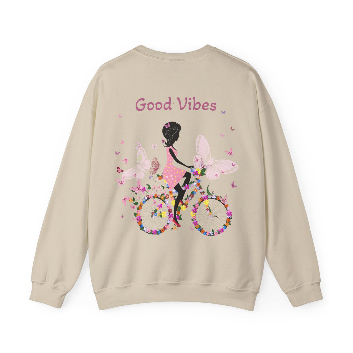 Good Vibes Sweatshirt, Floral Bicycle Crewneck
