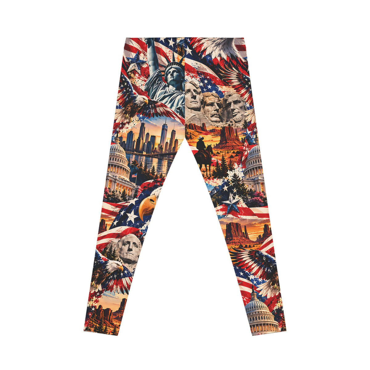 American Icons Leggings – USA Patriotic Landmark Collage