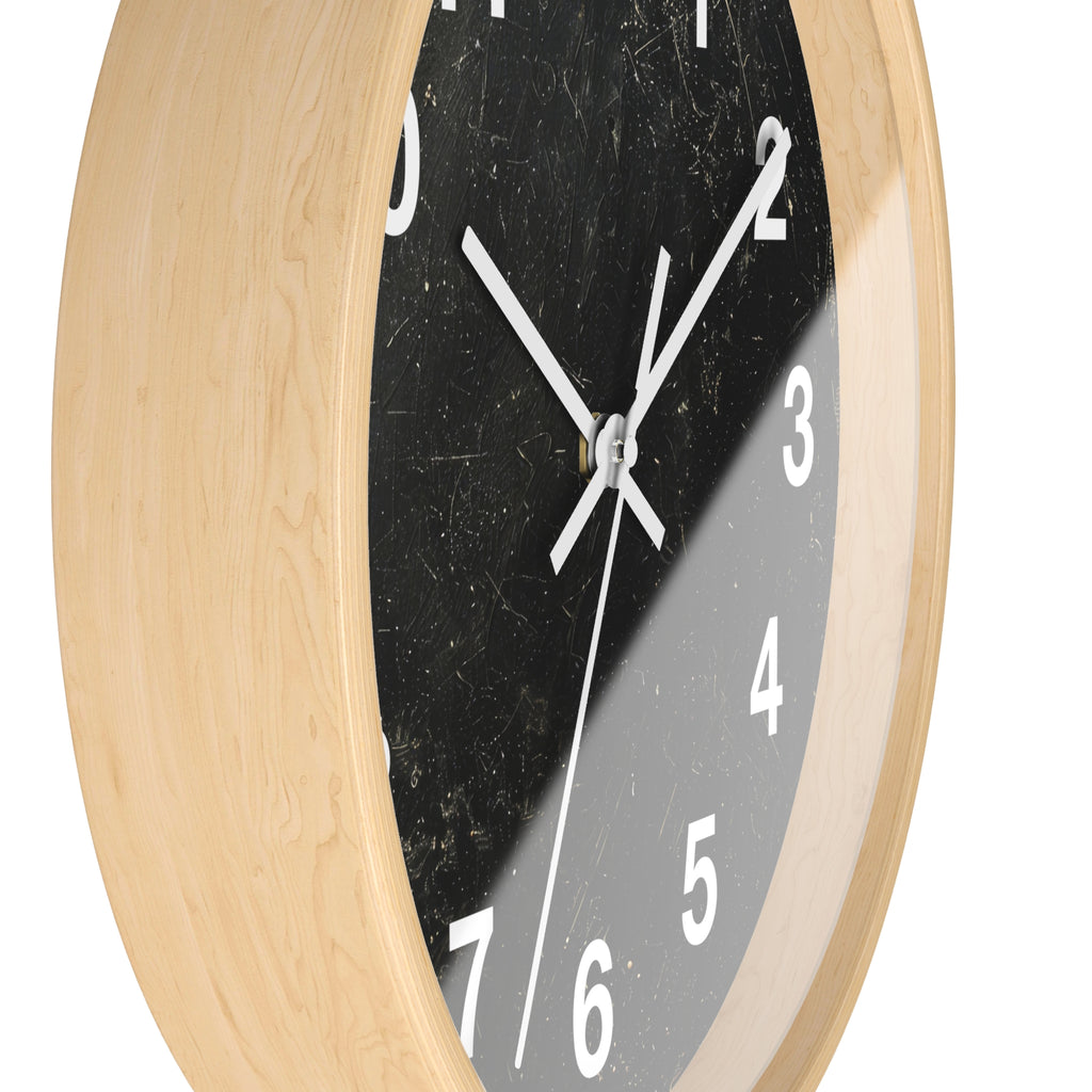 Distressed Black Marble Numbers Wall Clock | Modern Minimalist Timepiece