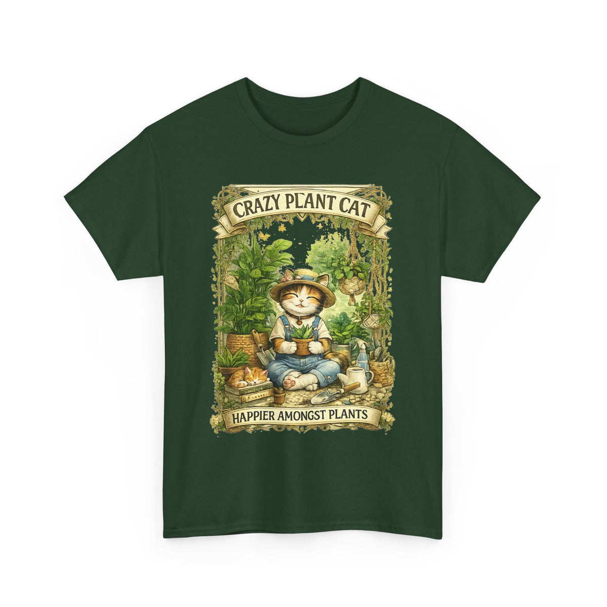 Crazy Plant Cat T-Shirt – Cat & Houseplant Botanical Graphic Tee