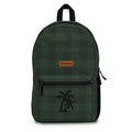Dark Green Plaid Backpack – Minimal Palm Tree Design