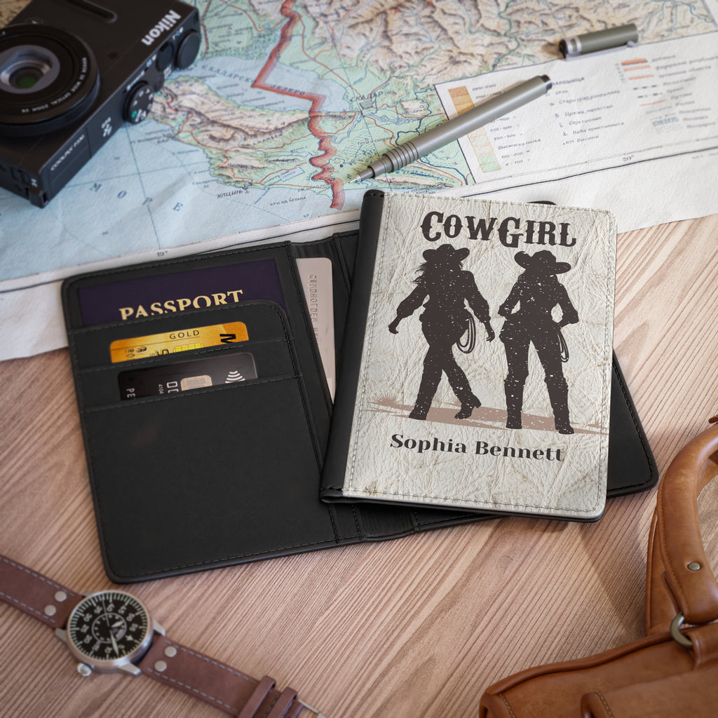 Personalized Cowgirl Passport Cover with Name – RFID Blocking Travel Passport Holder