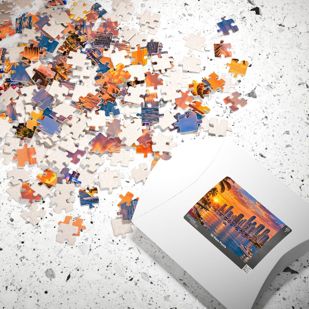 Miami Florida Puzzle – Tropical City Skyline Jigsaw Puzzle (110, 252, 520, 1014-piece)