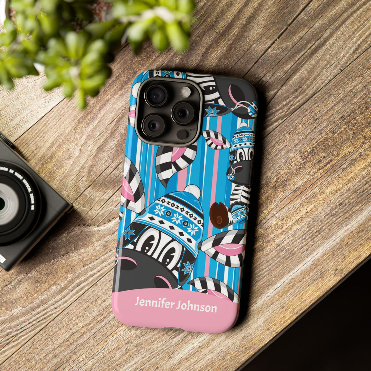 Personalized Zebra Phone Case with Name – Colorful Animal Tough Case