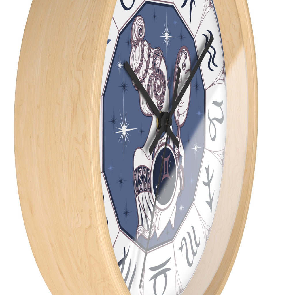 Gemini Zodiac Illustration Wall Clock | Astrological Signs Circle