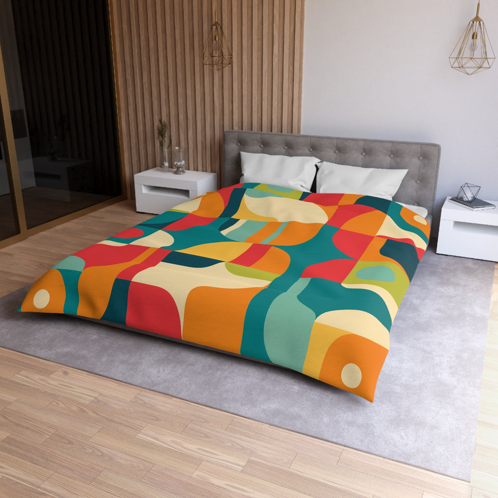Mid Century Modern Geometric Duvet Cover  Retro Abstract Microfiber Bedding