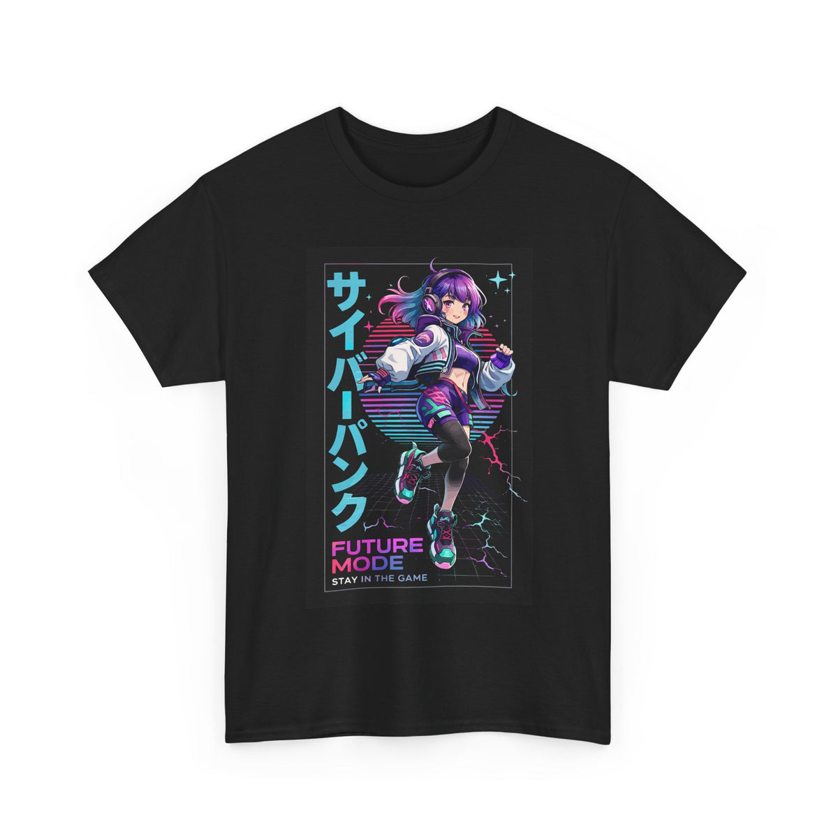 Cyberpunk Anime Girl T-Shirt – Futuristic Japanese Graphic Tee